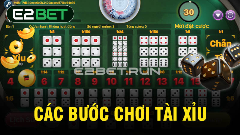 Các bước chơi tài xỉu